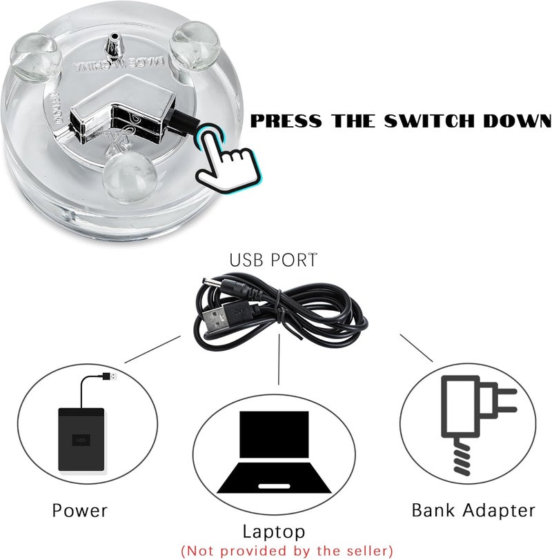 ZEERSHEE قاعدة إضاءة LED متعددة الألوان RGB قاعدة عرض دائرية لفن الزجاج 3D قاعدة مضاءة للتماثيل على المكتب وزينة الغرفة (مسطحة) - Image 4